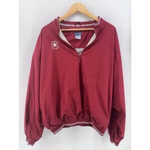 VTG Converse Team All Star Windbreaker Jacket Mens XL Burgundy Red Quarter Zip